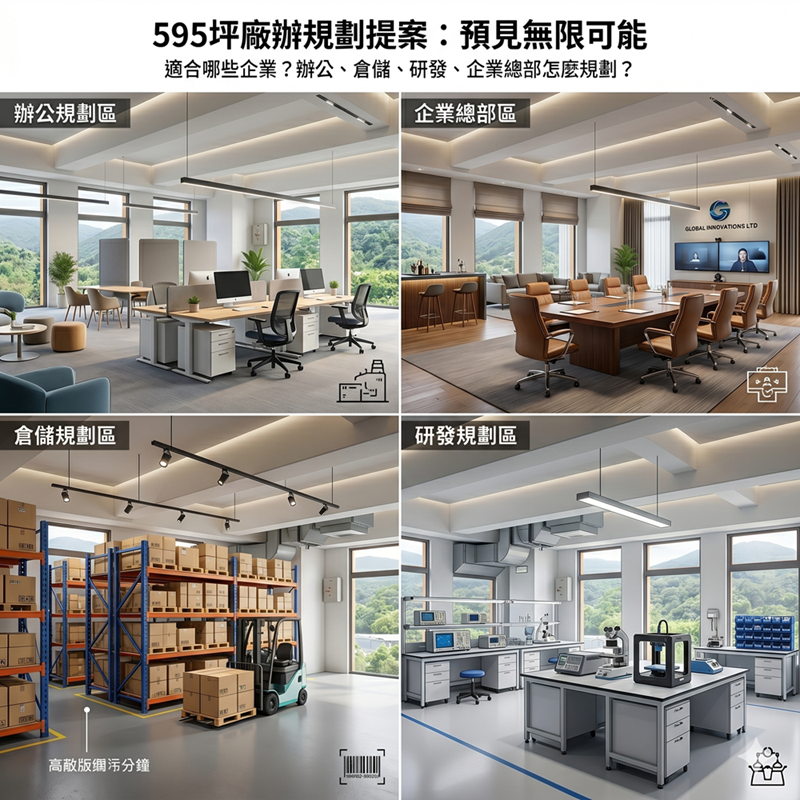 595坪廠辦適合哪些企業？辦公、倉儲、研發、企業總部怎麼規劃？